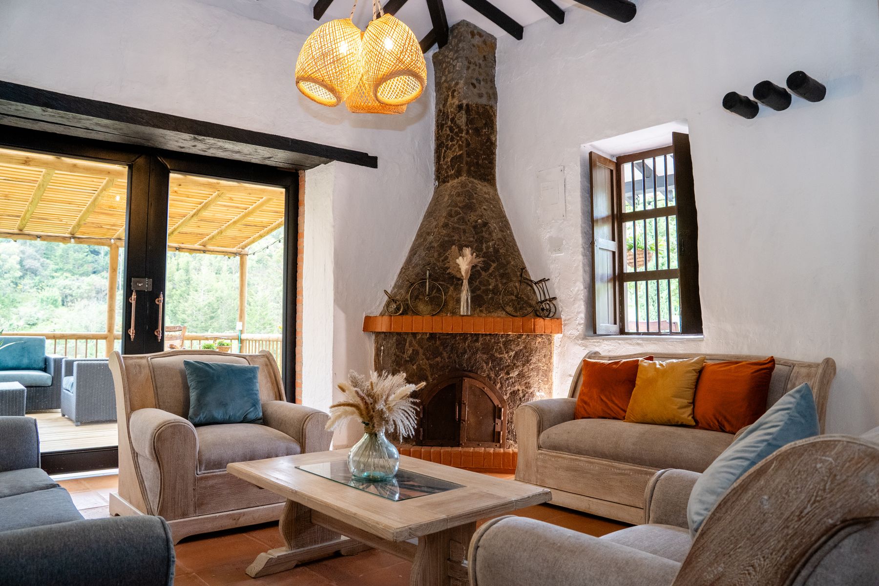 Living room with fireplace